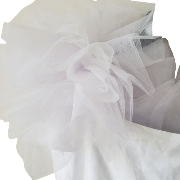 NEW Fanm Mon Giamba White Dress Embroidered Hem Tulle Puff Sleeve XXS - Picture 7 of 13